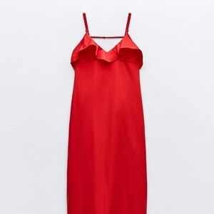 Elegant Ruffled Low Back Midi ZARA Dress